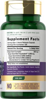 Carlyle Grape Seed Extract supplement facts label