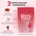 Chewable Natrava beetroot gummies in a bowl