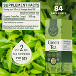 Side profile of Herbamama green tea extract tincture bottle