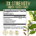 Natures Nutrition Green Tea Extract supplement label details