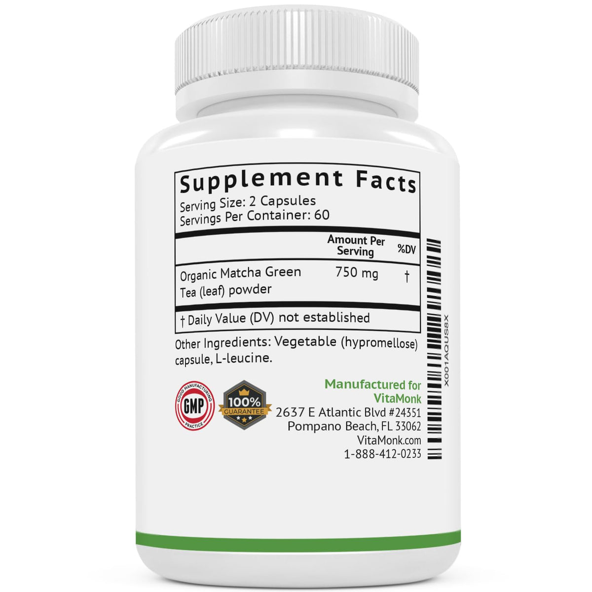 Organic Japanese matcha green tea capsule supplement