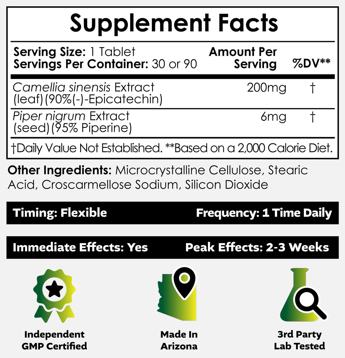 Nootropics Depot Epicatechin supplement label details