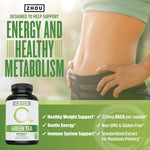 Back side of Zhou Green Tea Extract showing supplement facts