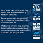 Close up of Life Extension green tea extract vegetarian capsules label