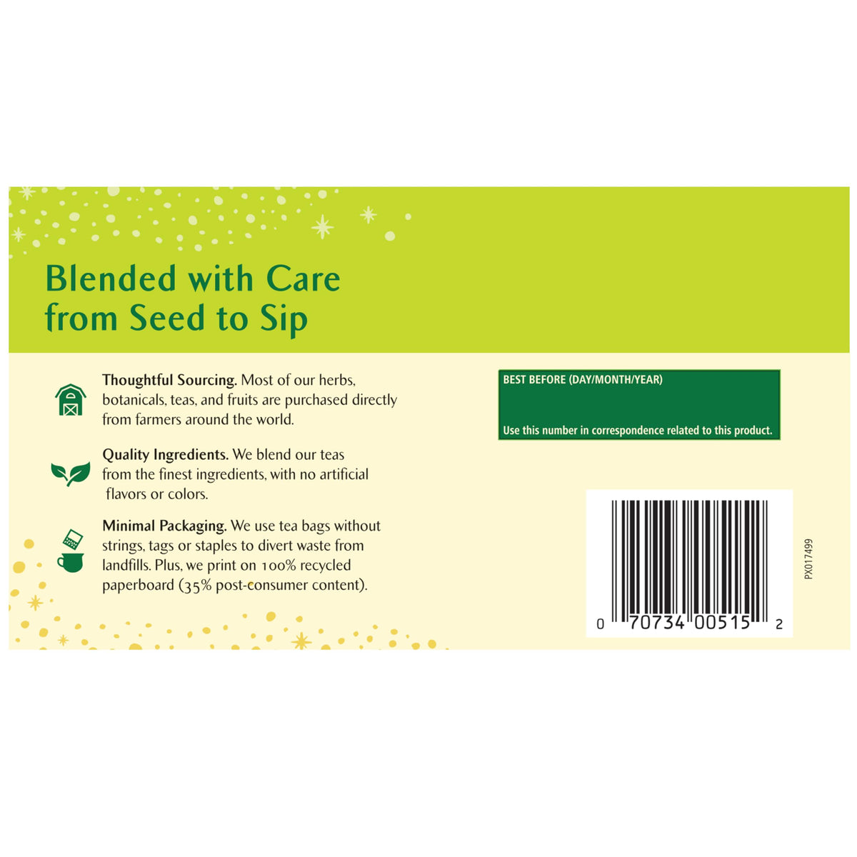 Top view of Celestial Seasonings tea bag packaging