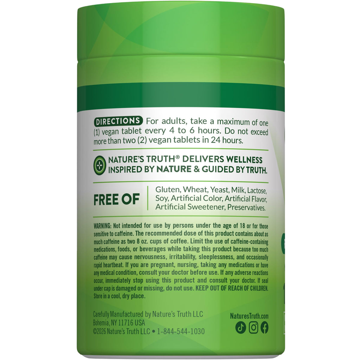 Nature's Truth caffeine tablets for energy support