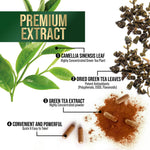 Close up of Nature's Nutrition green tea capsule bottle