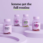 Graphic showcasing organic matcha and B12 ingredients in Lemme gummies