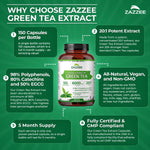 Close up of Zazzee green tea extract ingredient list