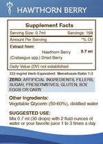 Secrets of the Tribe unflavored non-GMO hawthorn berry liquid formula facts panel