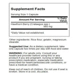 Supplement bottle label showing 565 Milligrams of hawthorn berry extract details.
