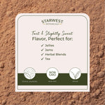 Back label of Starwest Botanicals bulk hawthorn berry powder showing serving size