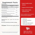Back label of Sana Herbal Sciences Artery Plaque Removal Formula showing supplement facts and ingredients.