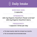 Oregon's Wild Harvest organic hawthorn 1200 mg serving size product informational display