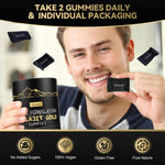 Grevol Himalayan Shilajit Gummies highlighting benefits for stamina, stress reduction, and 85 plus trace minerals.
