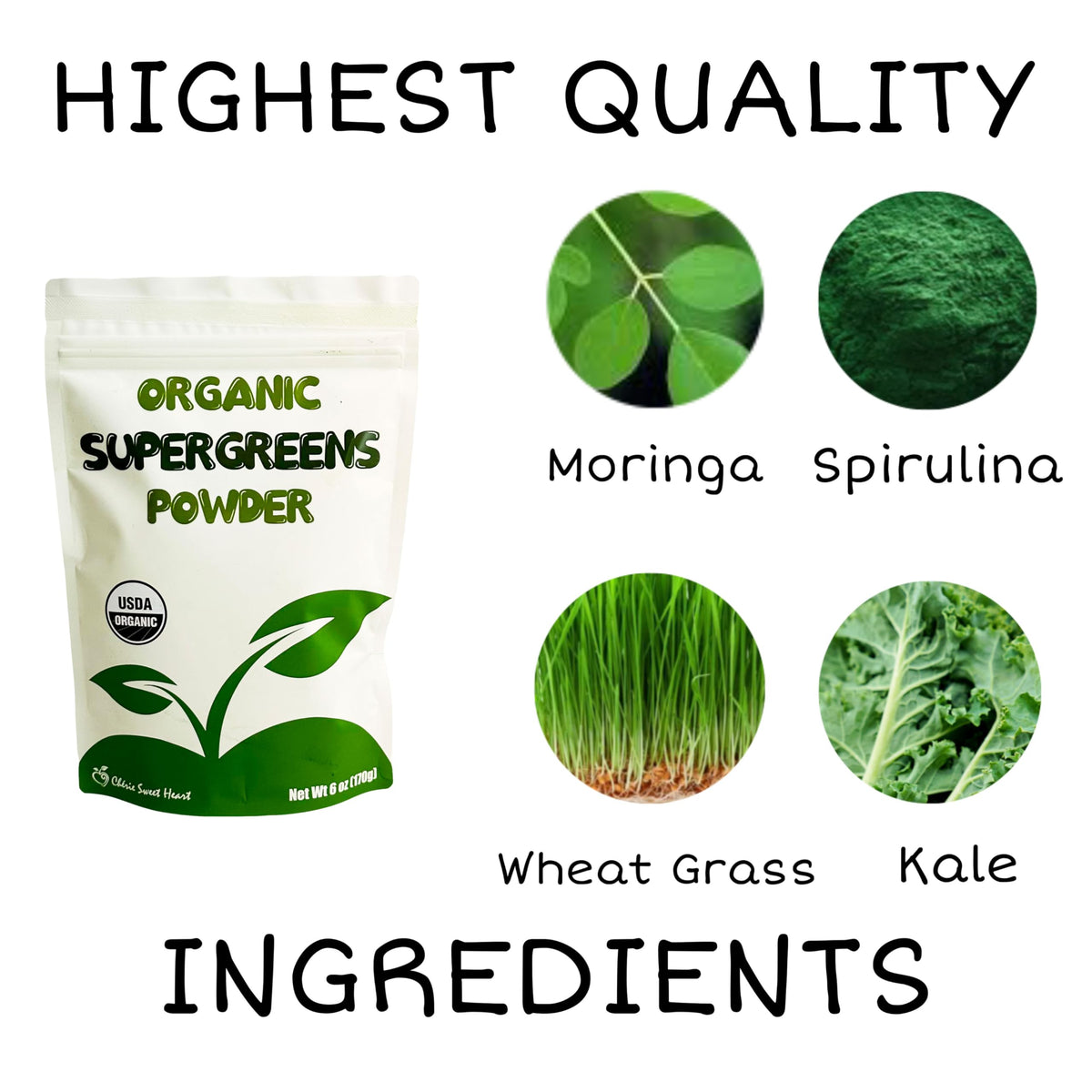 Chérie Sweet Heart daily super greens nutrition mix mixed into a healthy green smoothie