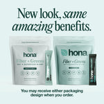 Hona greens powder supplement showcasing the clean vegan certified formula label
