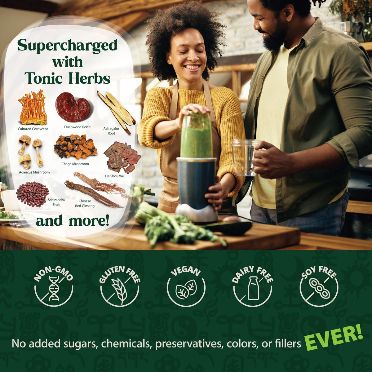 Dragon Herbs Tonic Alchemy packaging showcasing vegan and gluten free certifications