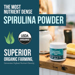 Nutrient dense vegan protein spirulina powder label details