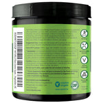 Naturelo mixed berry greens powder scoop and texture details