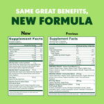 Side view of Amazing Grass super greens pills displaying the certified organic and non GMO labels.