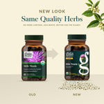 Authentic Gaia Herbs milk thistle bottle showing instructions and daily dosage