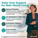PrimeMD silymarin milk thistle and artichoke extract capsules displayed clearly against a clean lifestyle backdrop
