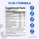 Arazo Nutrition liver supplement bottle label detailing the full ingredients list and milk thistle content.