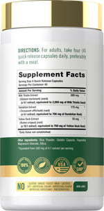 Carlyle herbal supplement container label displaying 2000mg formulation and capsule quantity details.