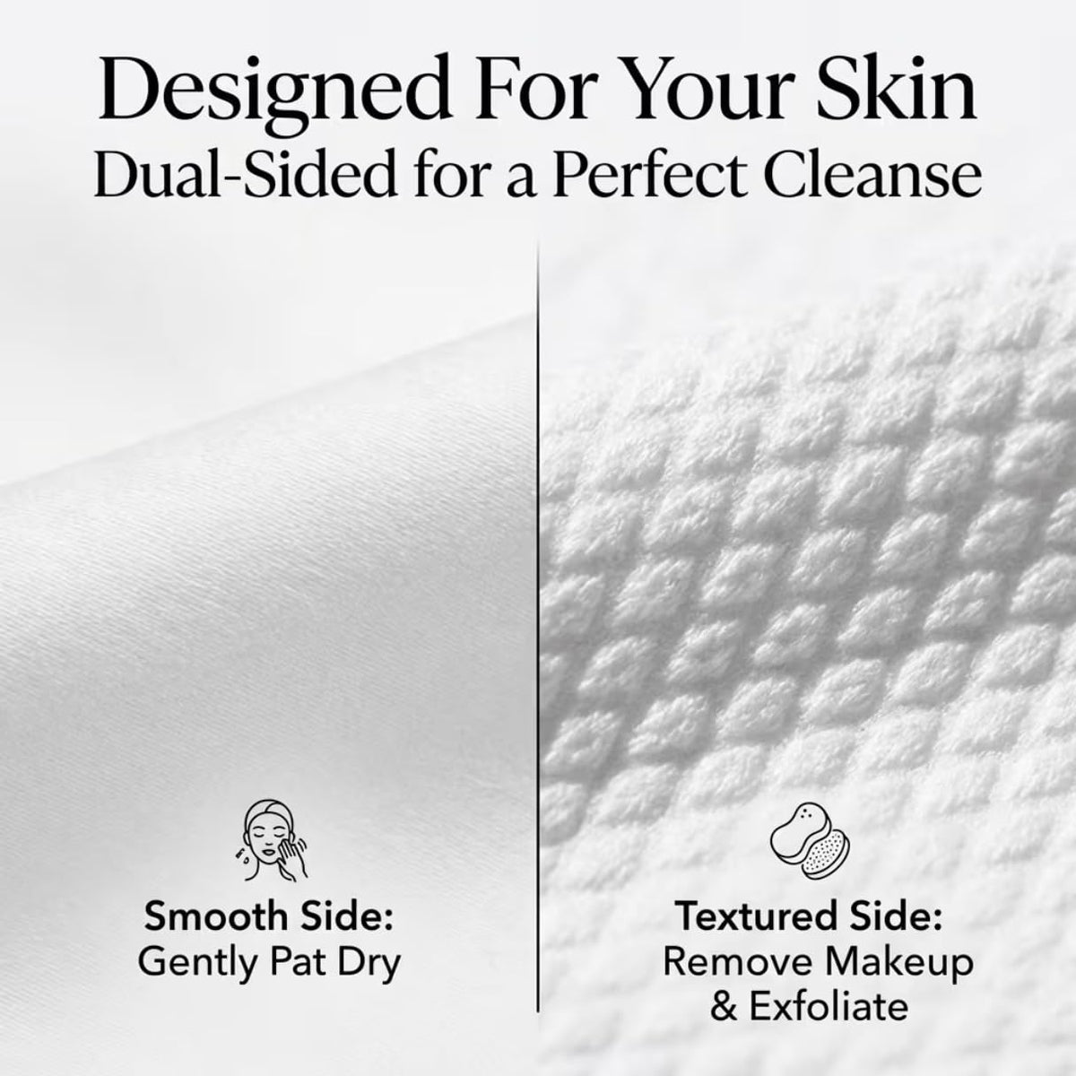ForPro extra large face towel being used for makeup removal