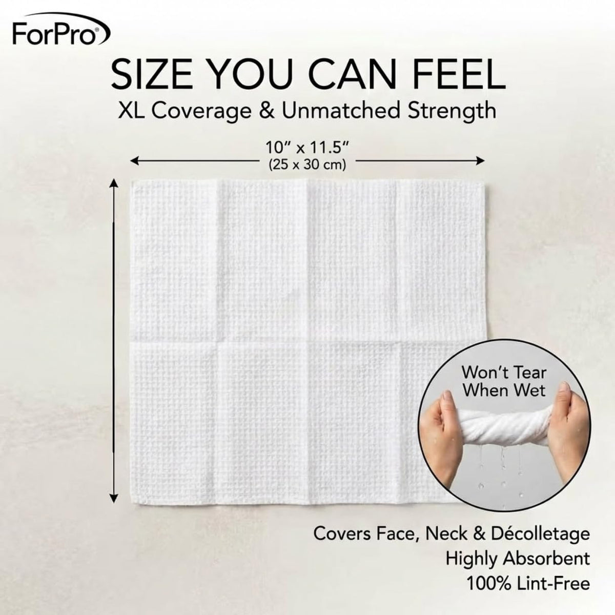 Side by side comparison of dry and wet ForPro facial towel strength