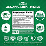 Zazzee 30 to 1 milk thistle extract vegan capsules product packaging details