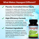 Close up look at Hepagard non GMO and gluten free certification labels on the product packaging
