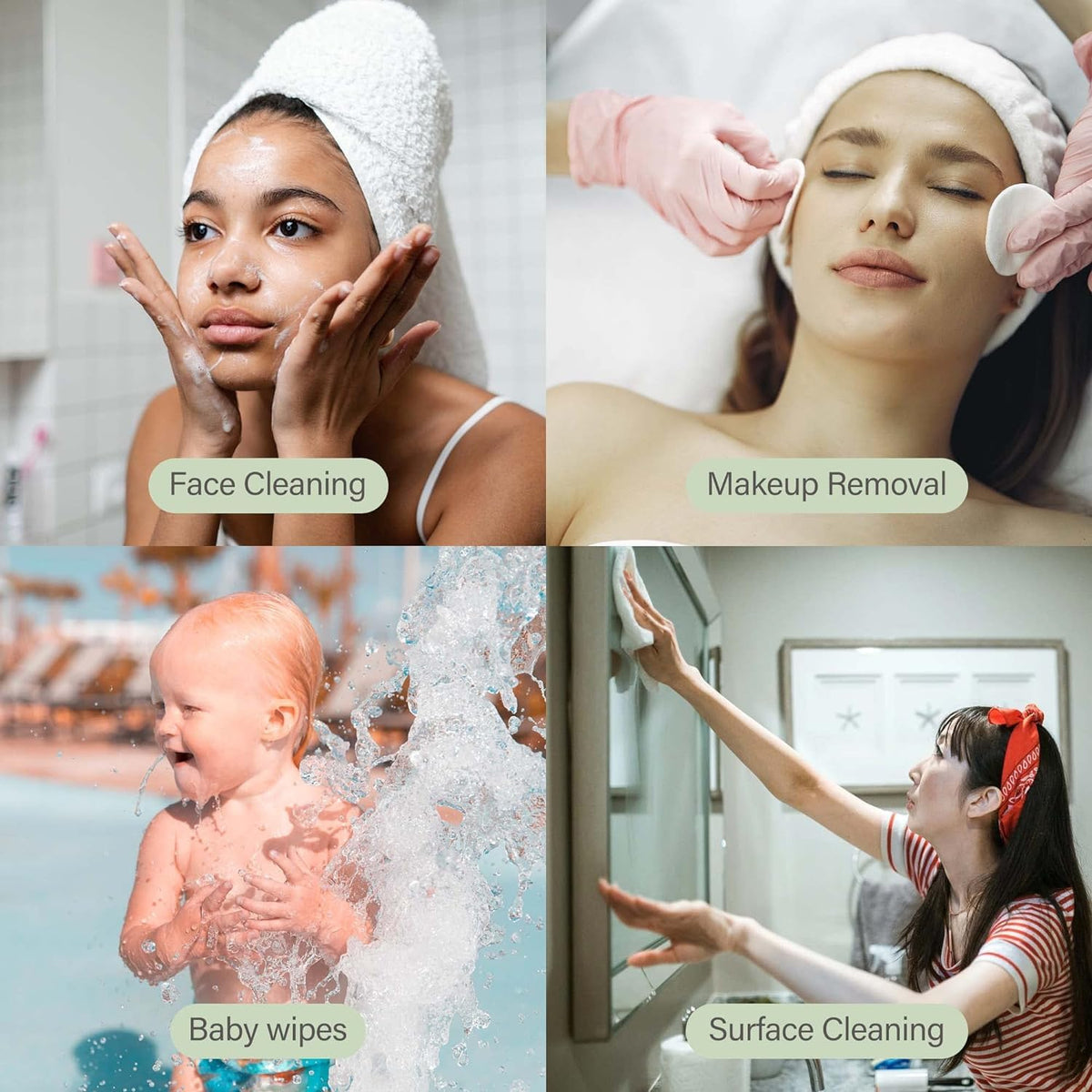 Unifree facial towels biodegradable material detail
