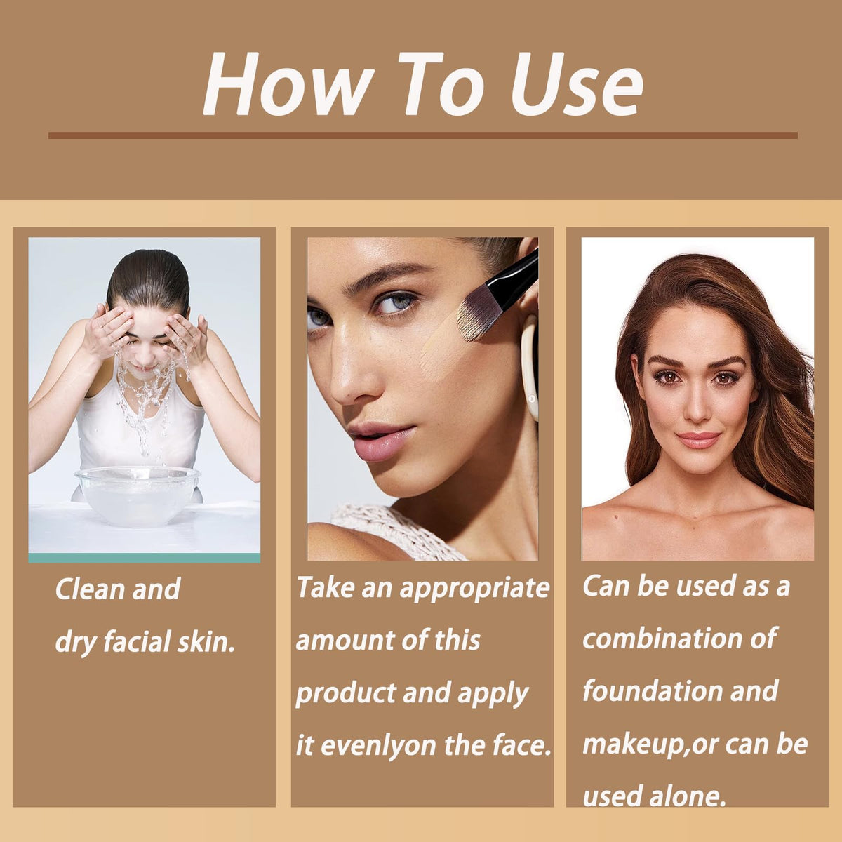 Qawnfy protective sun Defense daily face makeup application steps