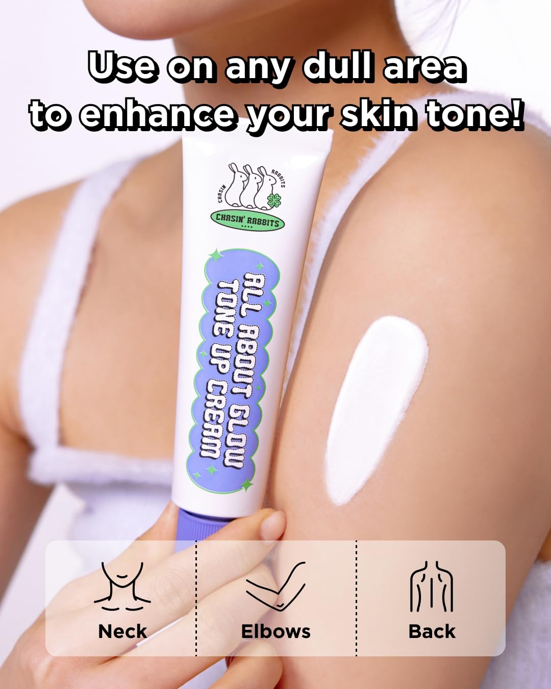 Chasin Rabbits long lasting face and body glowing moisturizer side angle.
