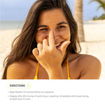 Raw Elements non toxic sun screen cream package highlighting water resistant benefits for daily skin defense.