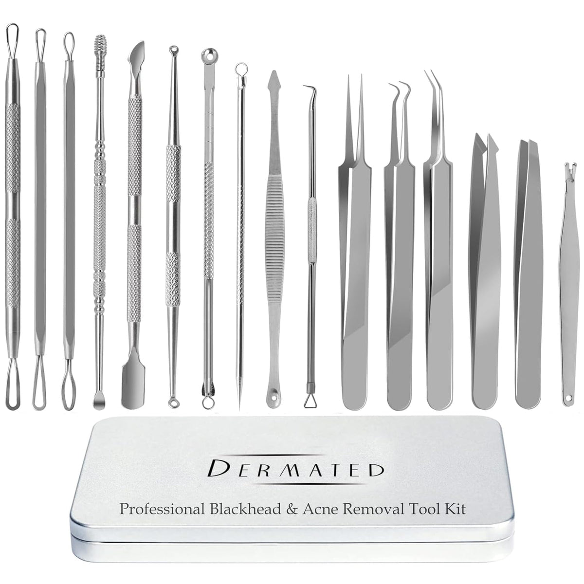 Compact metal case for Dermated blackhead remover tool kit