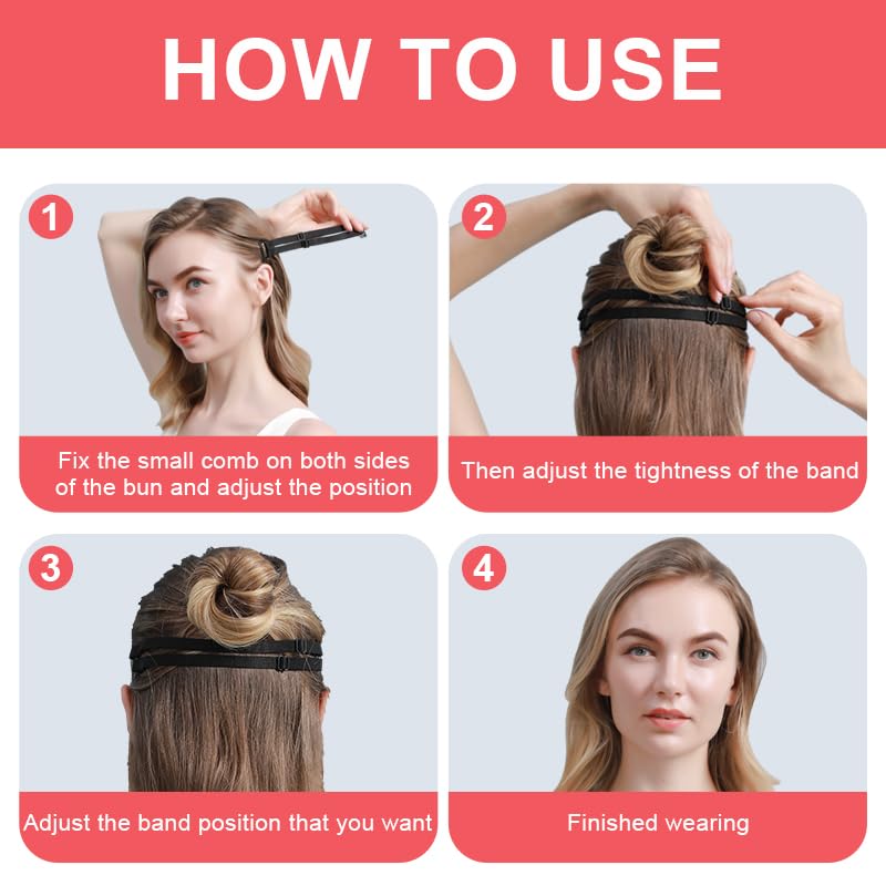 Set of four elastic face lifting bands and clips