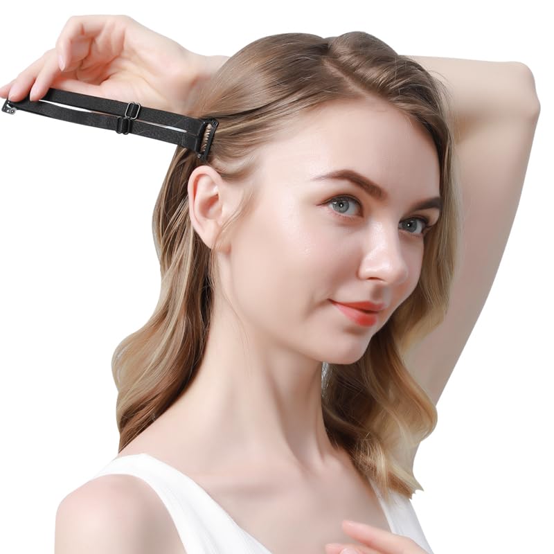 Beige and black elastic facelift bands for instant contour