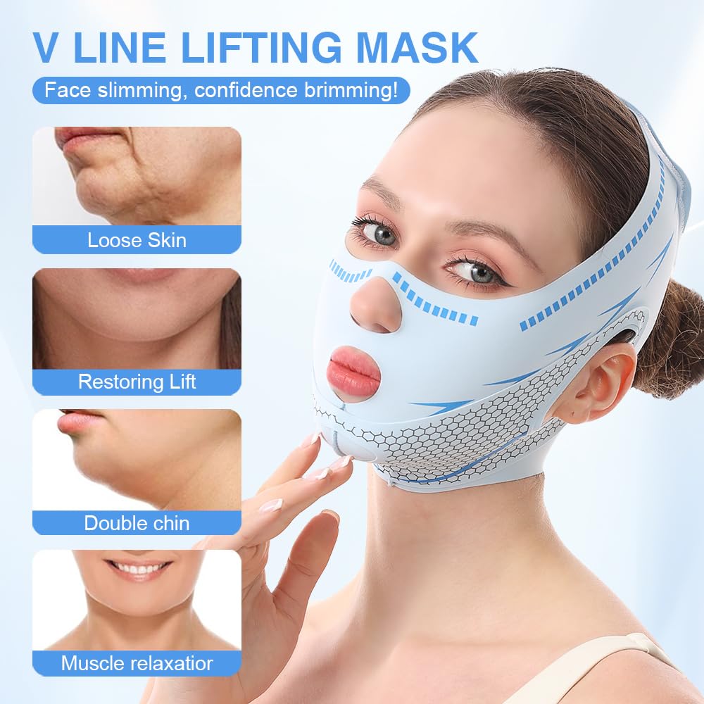 Tbest Anti Snoring Sleep Mask blue side profile view