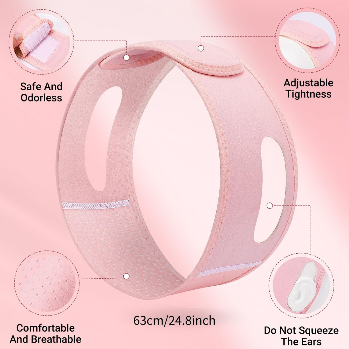 Detail of breathable hypoallergenic fabric of Juskaa face lifting strap