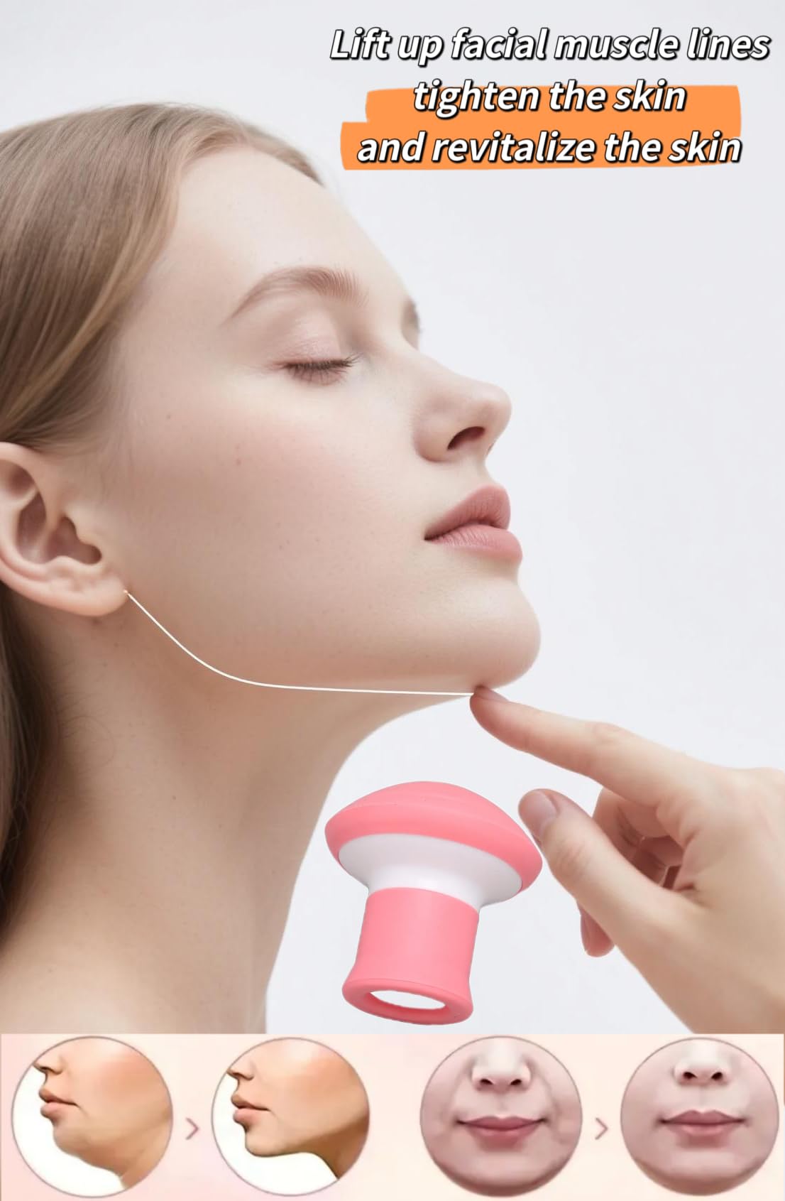 Side profile of jaw exerciser showing ergonomic design