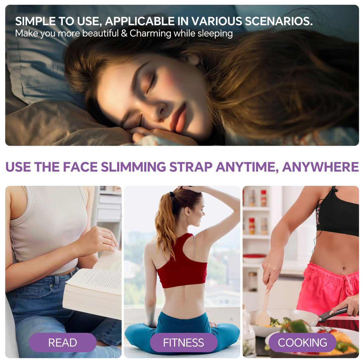 Model wearing V Line Lifting Mask chin strap for facial contouring