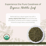 Close up of Starwest Botanicals cut and sifted nettle leaf texture