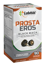 Prosta Eros prostate supplement close up of black maca and saw palmetto formula.