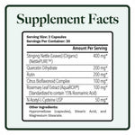 Utzy Naturals Allurtica seasonal allergy support bottle label details