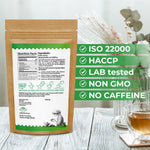 Wildfield Herbs Stinging Nettle Leaf loose dried tea cut herbs spilling out of the packaging