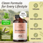 Authentic HERBAMAMA Stinging Nettle 100 vegetarian capsules for natural kidney cleanse and urinary support
