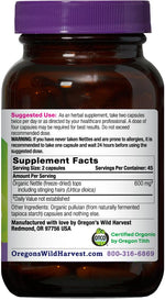 Close up of Oregon's Wild Harvest Nettle supplement label
